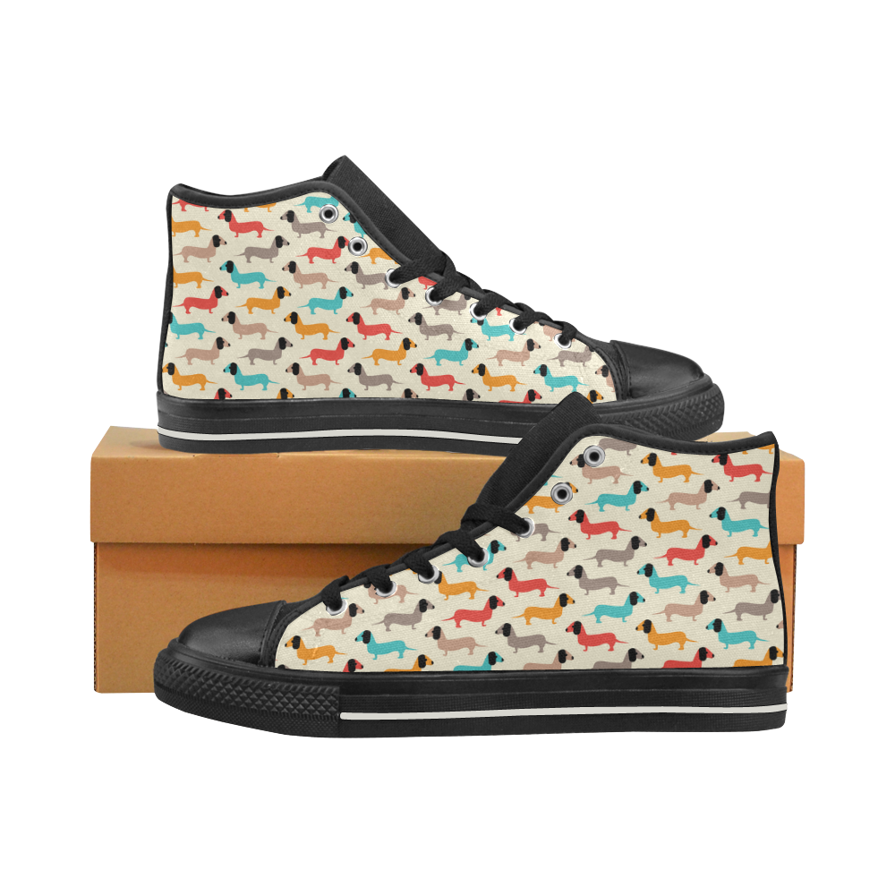 dog fabric High Top Canvas Shoes for Kid (Model 017)