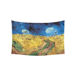 Van Gogh Wheatfield Crows Low Poly Cotton Linen Wall Tapestry 60"x 40"