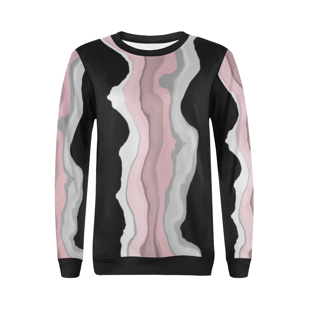 vintage pink black gray yt All Over Print Crewneck Sweatshirt for Women (Model H18)
