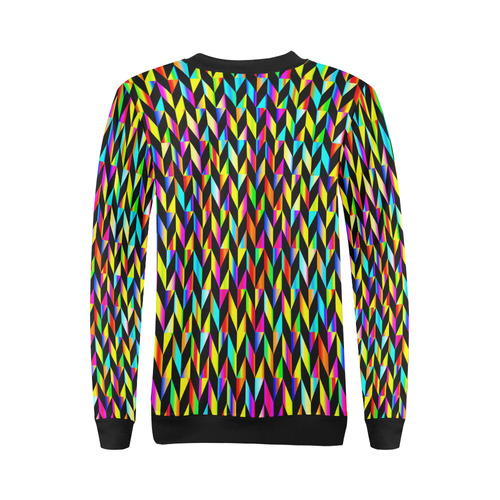 Neon Rainbow Polygon Black All Over Print Crewneck Sweatshirt for Women (Model H18)