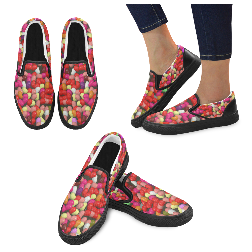 funny Jelly Mix by JamColors Women's Slip-on Canvas Shoes (Model 019)