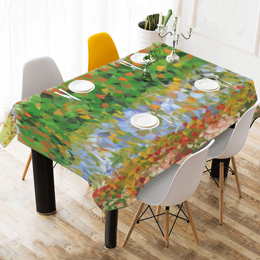 Van Gogh Flowering Garden Low Poly Floral Cotton Linen Tablecloth 60" x 90"