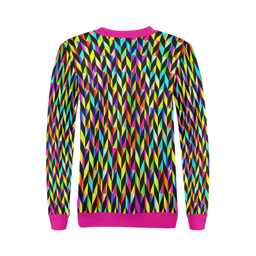 Neon Rainbow Polygon Pink All Over Print Crewneck Sweatshirt for Women (Model H18)