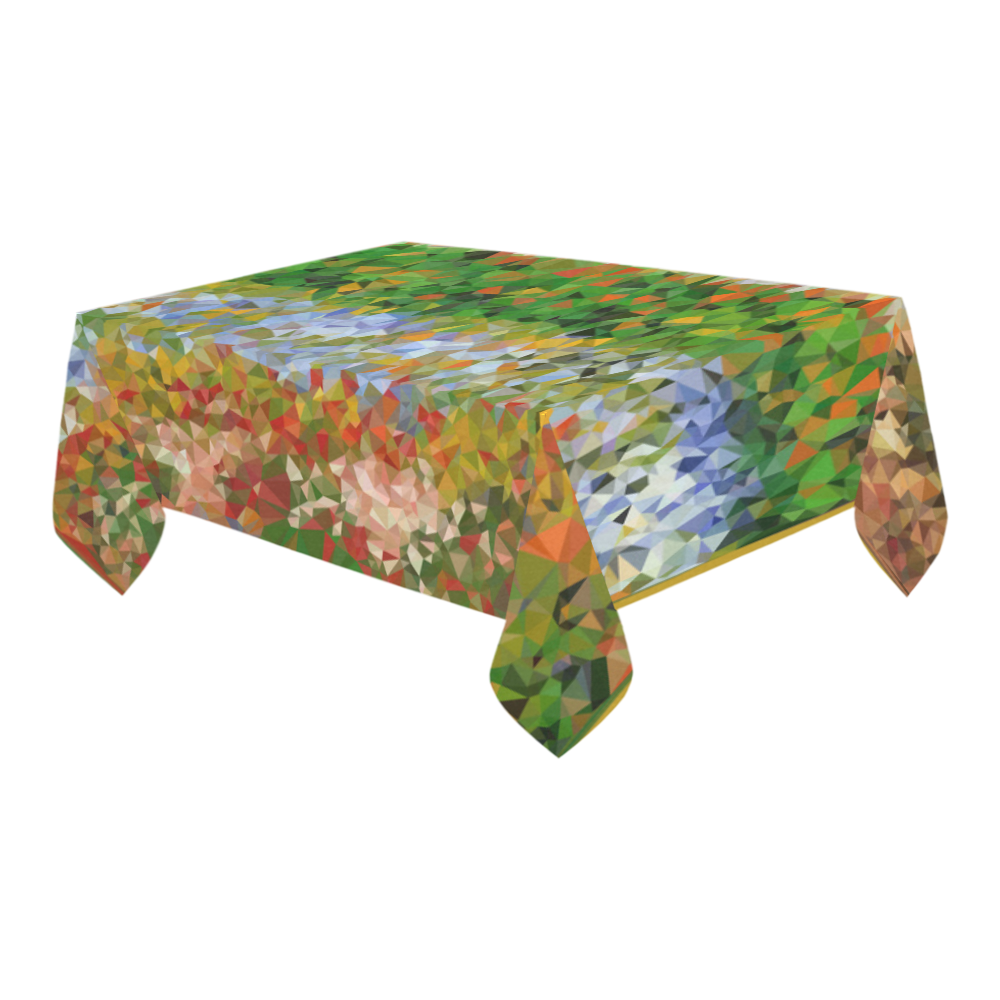 Van Gogh Flowering Garden Low Poly Floral Cotton Linen Tablecloth 60" x 90"