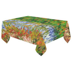 Van Gogh Flowering Garden Low Poly Floral Cotton Linen Tablecloth 60"x 104"