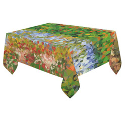 Van Gogh Flowering Garden Low Poly Floral Cotton Linen Tablecloth 60"x 84"