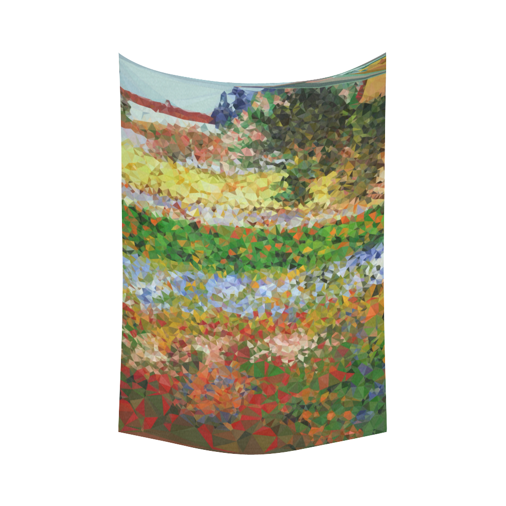 Van Gogh Flowering Garden Low Poly Floral Cotton Linen Wall Tapestry 60"x 90"