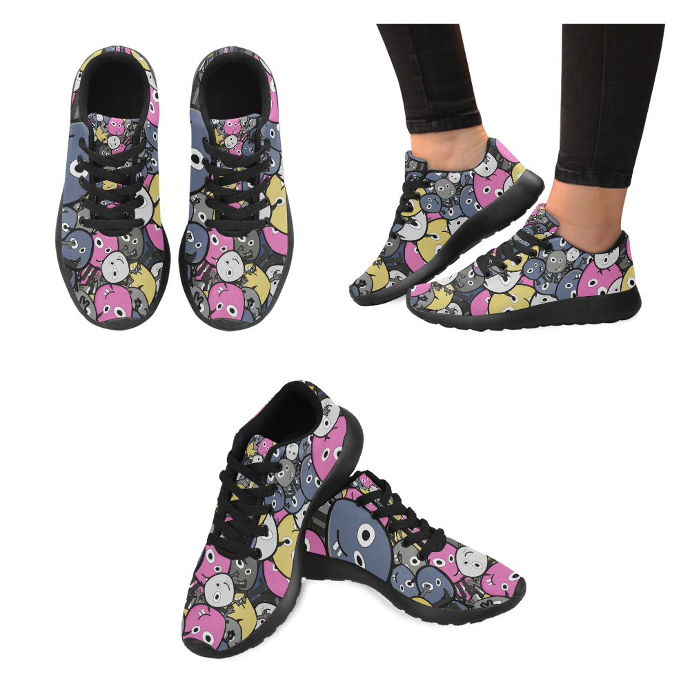 pink doodle monsters Women’s Running Shoes (Model 020)
