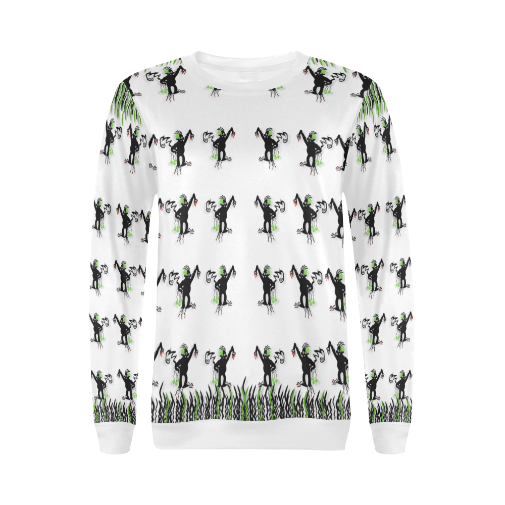 Floral Monkey with hairstyle All Over Print Crewneck Sweatshirt for Women (Model H18)