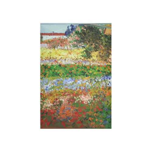 Van Gogh Flowering Garden Low Poly Floral Cotton Linen Wall Tapestry 40"x 60"