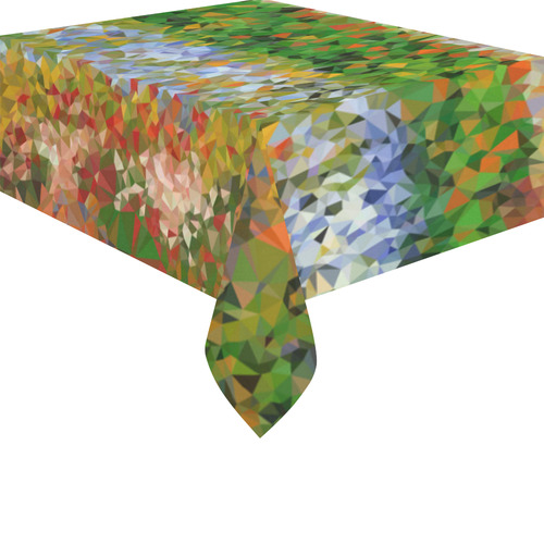 Van Gogh Flowering Garden Low Poly Floral Cotton Linen Tablecloth 52"x 70"