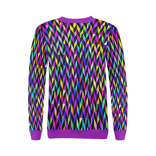 Purple Blue Rainbow Polygon Purple All Over Print Crewneck Sweatshirt for Women (Model H18)