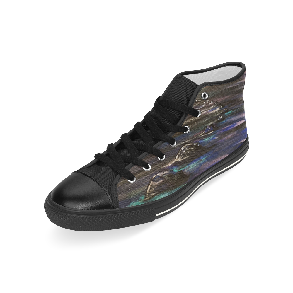 Night Walk Large Men’s Classic High Top Canvas Shoes (Model 017)