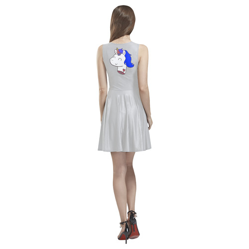 Blue Unicorn Grey Thea Sleeveless Skater Dress(Model D19)