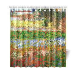 Van Gogh Flowering Garden Low Poly Floral Shower Curtain 69"x72"