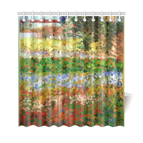 Van Gogh Flowering Garden Low Poly Floral Shower Curtain 69"x72"