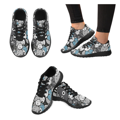 gray doodle monsters Women’s Running Shoes (Model 020)