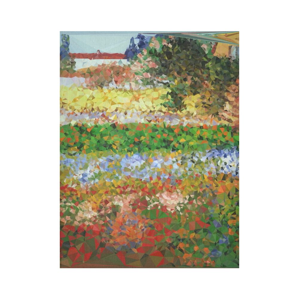 Van Gogh Flowering Garden Low Poly Floral Cotton Linen Wall Tapestry 60"x 80"