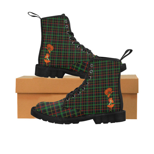 Poppy Elve On Tartan Martin Boots for Women (Black) (Model 1203H)