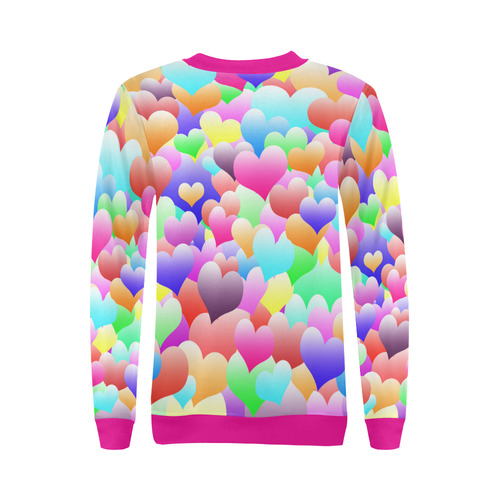 Bubble Hearts Dark All Over Print Crewneck Sweatshirt for Women (Model H18)