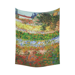 Van Gogh Flowering Garden Low Poly Floral Cotton Linen Wall Tapestry 60"x 80"