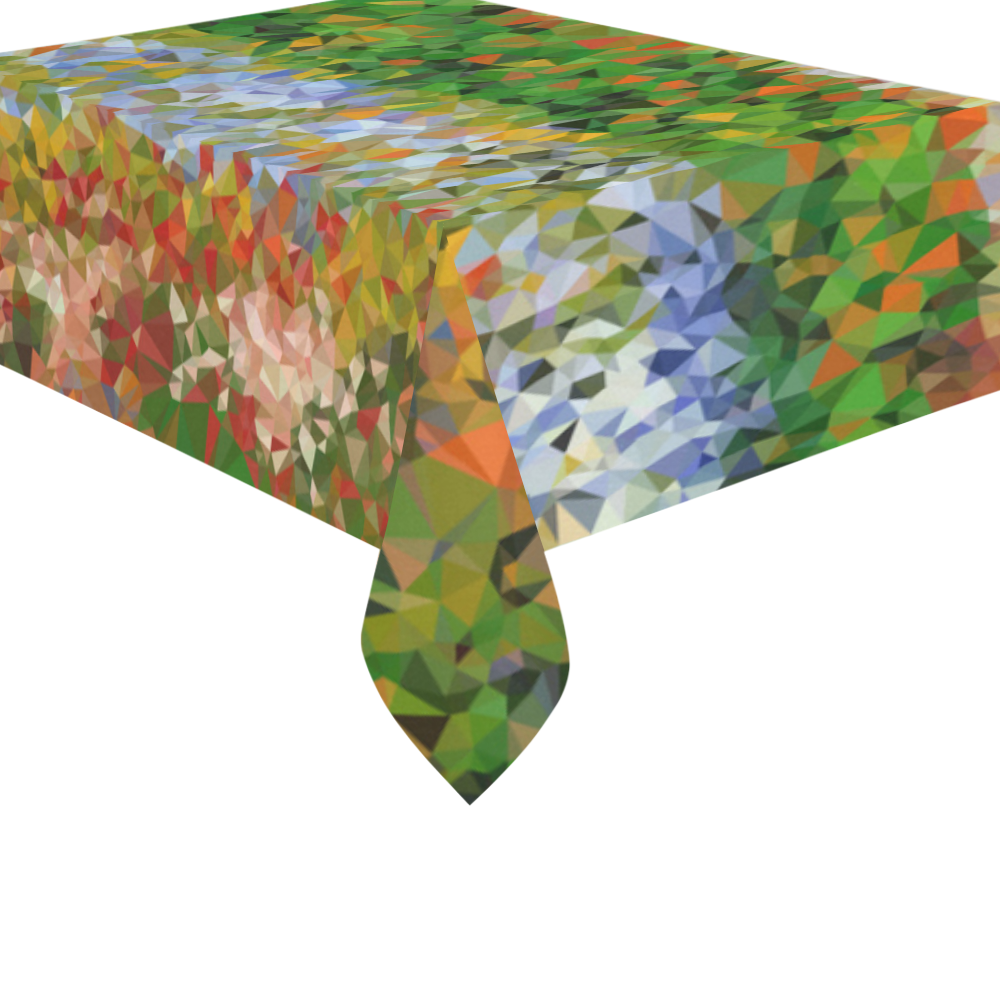 Van Gogh Flowering Garden Low Poly Floral Cotton Linen Tablecloth 60"x 84"