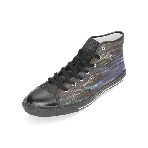 Night Walk Large Women's Classic High Top Canvas Shoes (Model 017)
