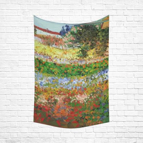 Van Gogh Flowering Garden Low Poly Floral Cotton Linen Wall Tapestry 60"x 90"