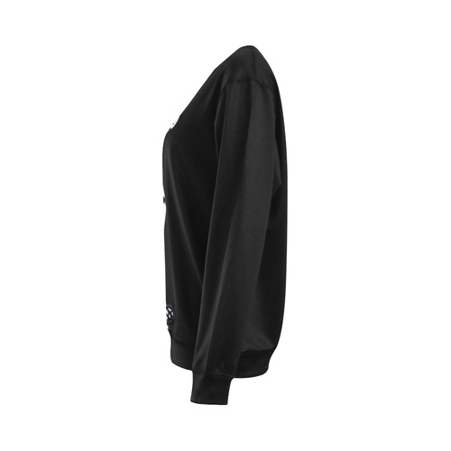 Sugar Skull Cat Black All Over Print Crewneck Sweatshirt for Women (Model H18)