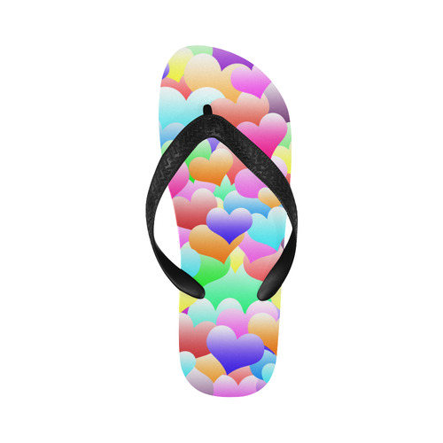 Bubble Hearts Dark Flip Flops for Men/Women (Model 040)
