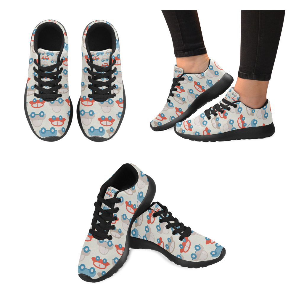 retro cars pattern Women’s Running Shoes (Model 020)