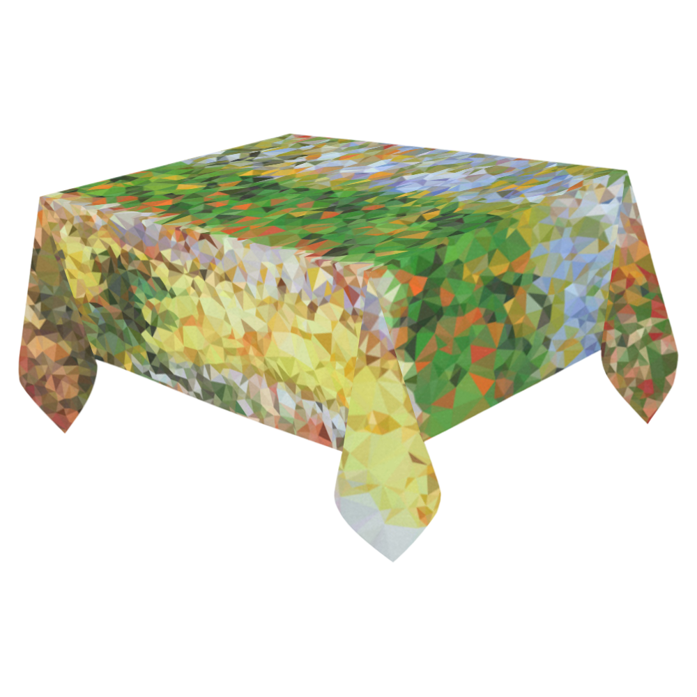Van Gogh Flowering Garden Low Poly Floral Cotton Linen Tablecloth 52"x 70"