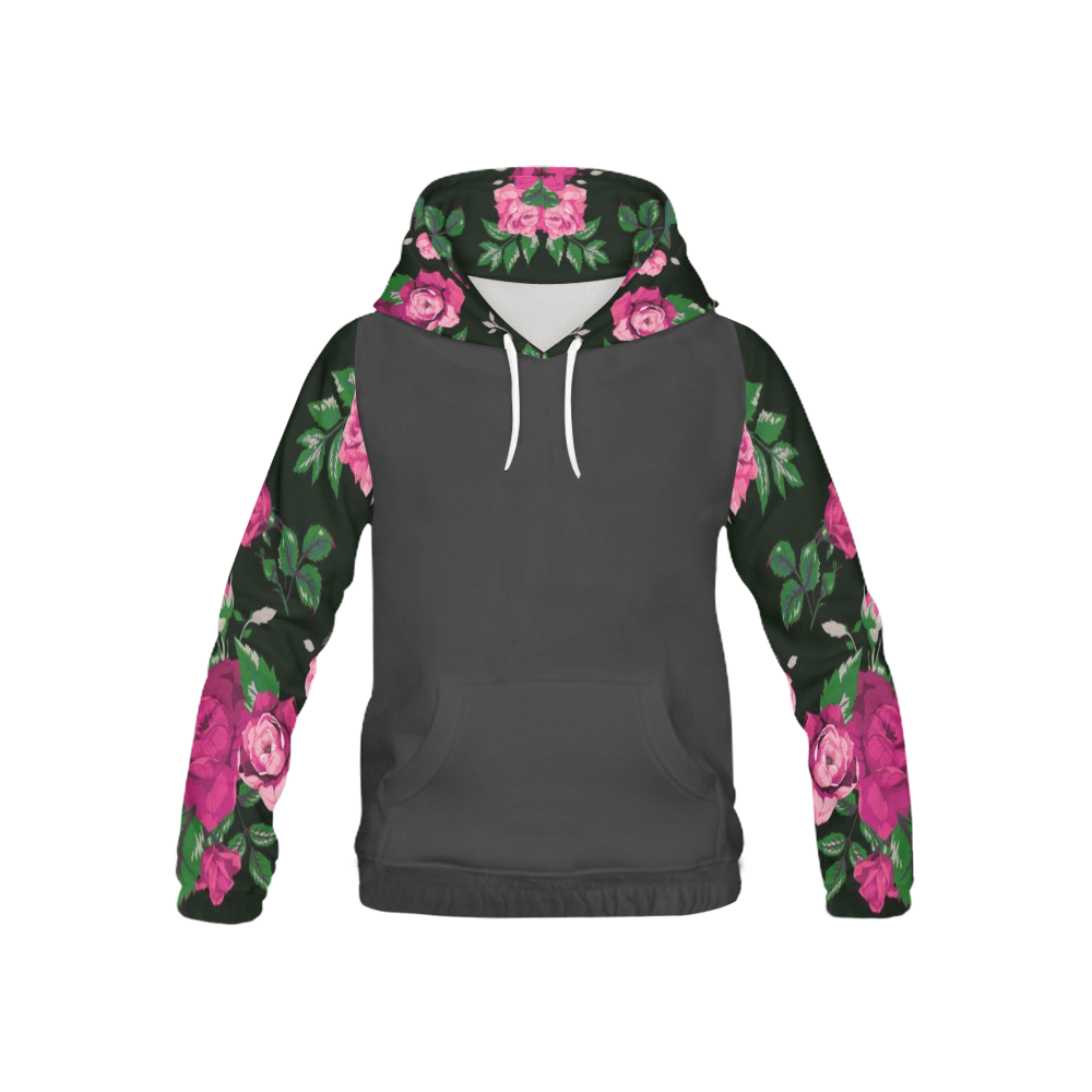 Floral Print : Hoodie All Over Print Hoodie for Kid (USA Size) (Model H13)