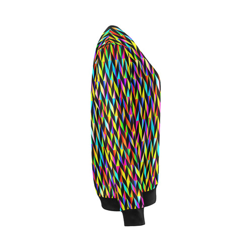 Neon Rainbow Polygon Black All Over Print Crewneck Sweatshirt for Women (Model H18)