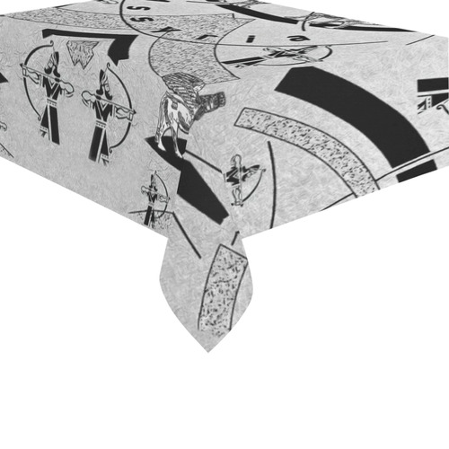 Assyrian Table Cloth Cotton Linen Tablecloth 60" x 90"