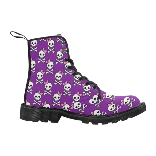 Cute Skulls Martin Boots for Women (Black) (Model 1203H)