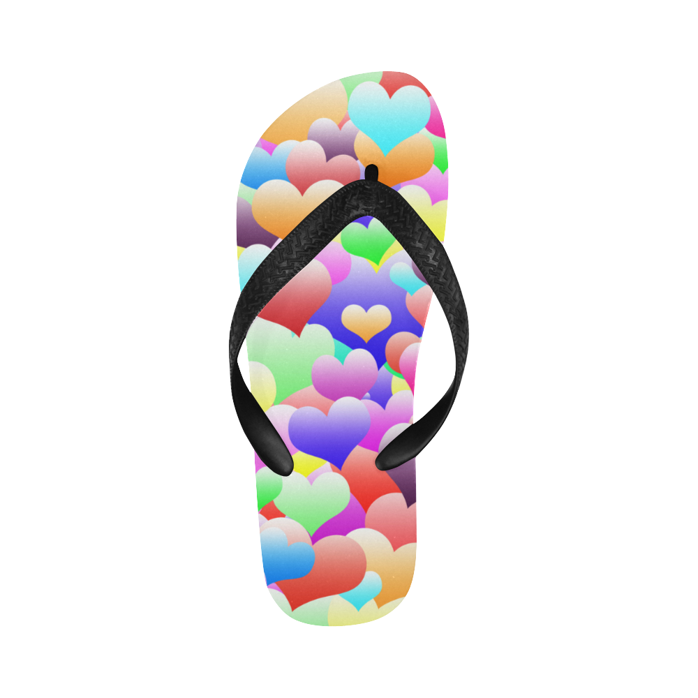 Bubble Hearts Dark Flip Flops for Men/Women (Model 040)