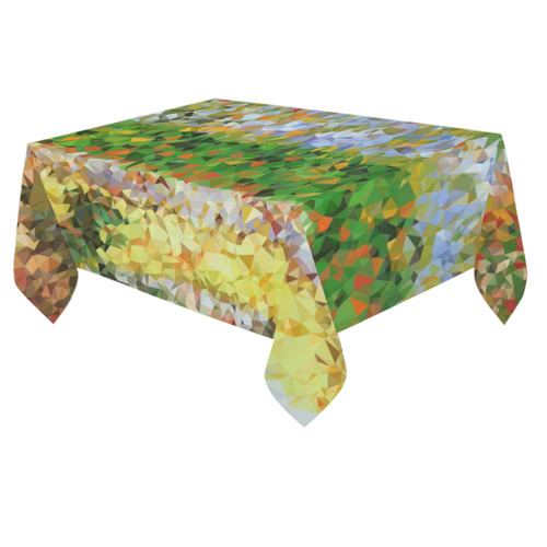 Van Gogh Flowering Garden Low Poly Floral Cotton Linen Tablecloth 60"x 84"