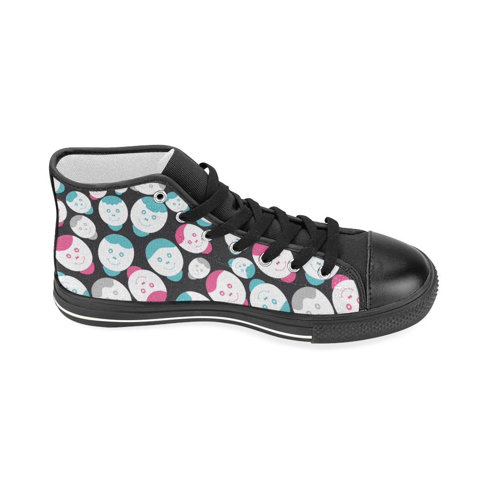 cartoon smiley faces Women's Classic High Top Canvas Shoes (Model 017)
