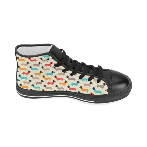 dog fabric Women's Classic High Top Canvas Shoes (Model 017)