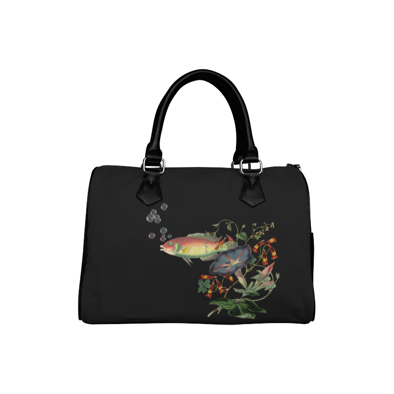 Fish With Flowers Surreal Boston Handbag (Model 1621)