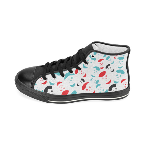 red smiley faces Women's Classic High Top Canvas Shoes (Model 017)