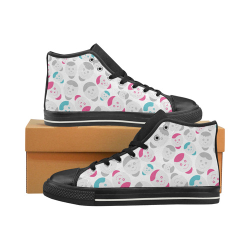 smiley faces pattern High Top Canvas Women's Shoes/Large Size (Model 017)