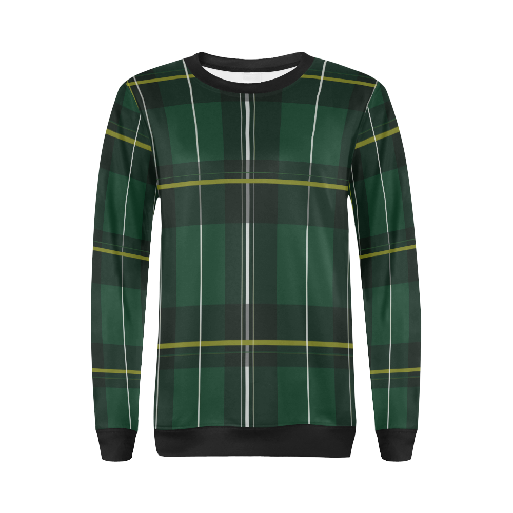 green-plaid All Over Print Crewneck Sweatshirt for Women (Model H18)