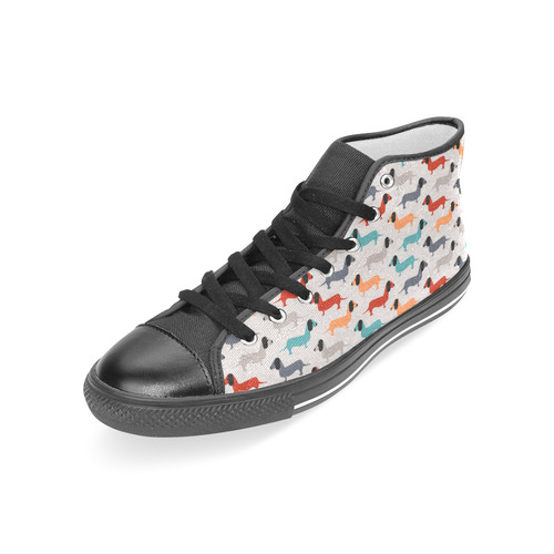dog pattern Women's Classic High Top Canvas Shoes (Model 017)