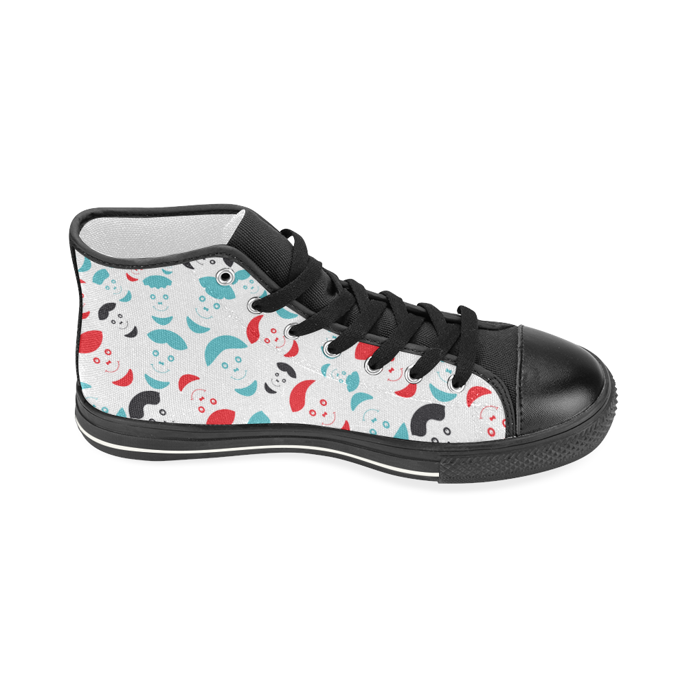 red smiley faces Women's Classic High Top Canvas Shoes (Model 017)