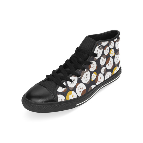 brown smiley faces High Top Canvas Women's Shoes/Large Size (Model 017)