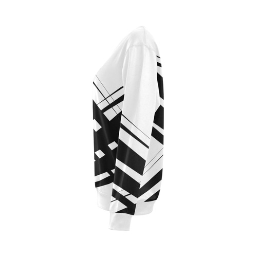 Black Diagonal Criss Cross All Over Print Crewneck Sweatshirt for Women (Model H18)