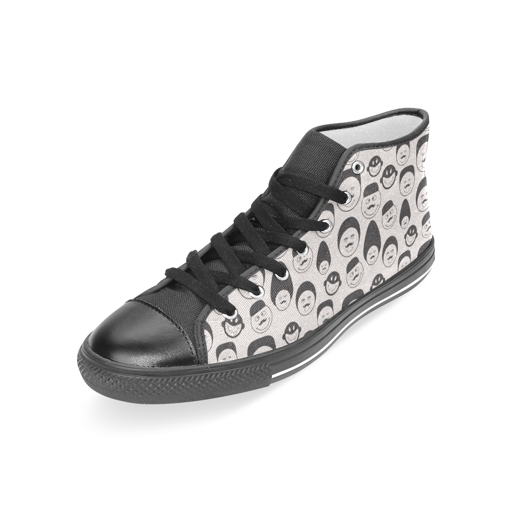 black and white emotion faces Women's Classic High Top Canvas Shoes (Model 017)