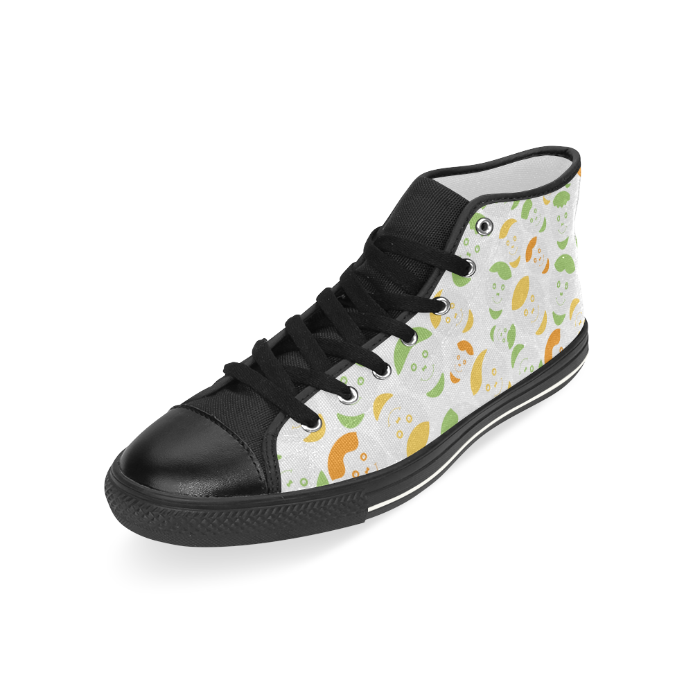 green smiley faces Men’s Classic High Top Canvas Shoes (Model 017)